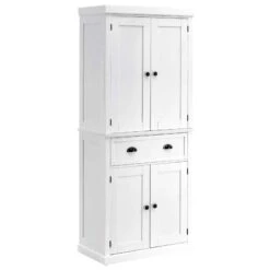 HOMCOM Traditional Freestanding Kitchen Pantry Cupboard - White - 835-115WT -Kitchen Series Shop 0a898a181cd30aecd.jpg 1