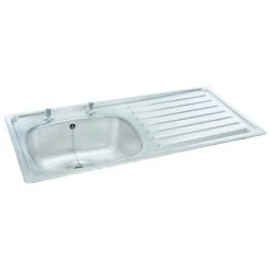 Carron Phoenix Unisink 1SDT 1 Bowl 2 Taphole Stainless Steel Kitchen Sink - Right Hand Drainer - 101.0025.448