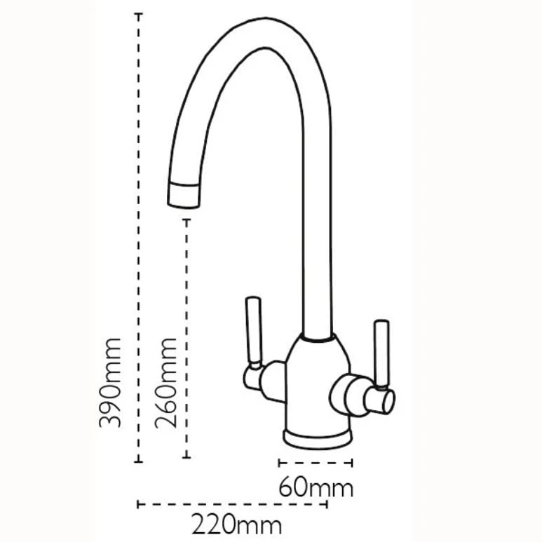 Carron Phoenix Dante Dual Lever Kitchen Tap - Chrome - 115.0068.382 Carron Phoenix Dante Dual Lever Kitchen Tap - Chrome - 115.0068.382 -Kitchen Series Shop 115.0068.382 technical