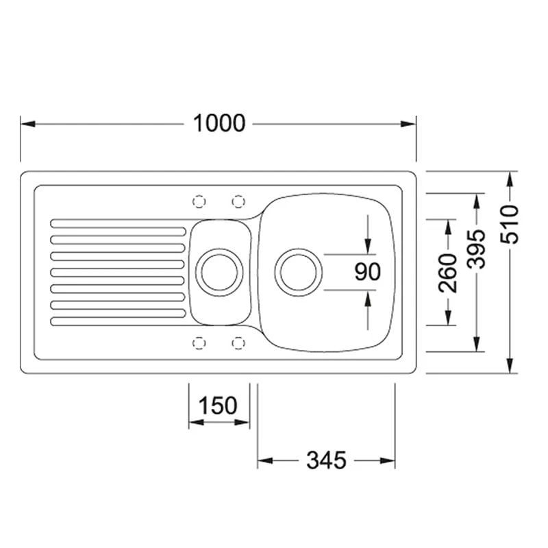 Franke Elba 1.5 Bowl Inset Ceramic Kitchen Sink Reversible ELK 651-100 - White - 124.0307.011 Franke Elba 1.5 Bowl Inset Ceramic Kitchen Sink Reversible ELK 651-100 - White - 124.0307.011 -Kitchen Series Shop 124.0307.011 dimensions