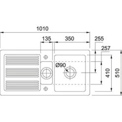 Franke Galassia 1.5 Bowl Ceramic Inset Kitchen Sink With Reversible Drainer GAK 651-101 - White - 124.0533.654 -Kitchen Series Shop 1240529780 technical