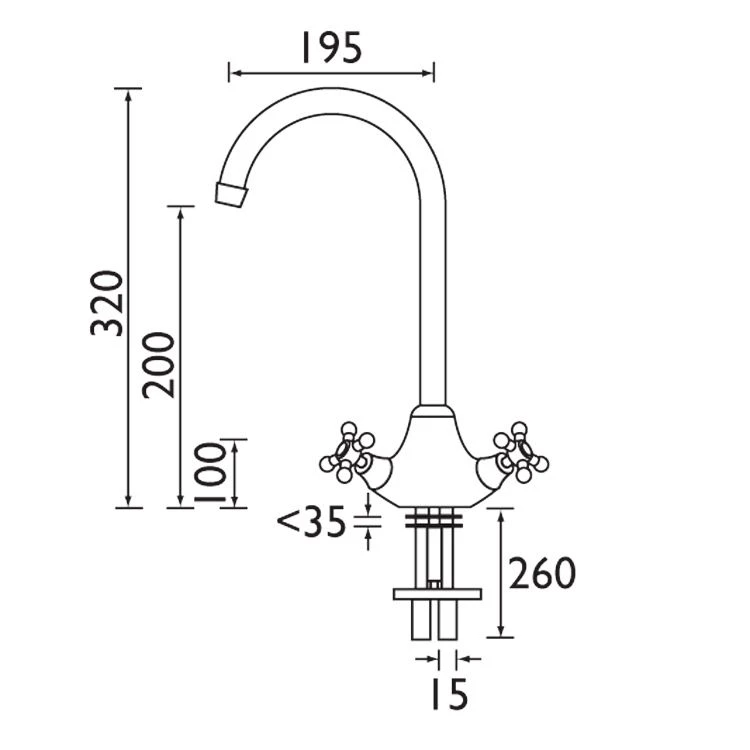 Bristan 1901 Easyfit Monobloc Sink Mixer, Chrome - N SNK EF C Bristan 1901 Easyfit Monobloc Sink Mixer, Chrome - N SNK EF C -Kitchen Series Shop 1901 snkefc dimensions