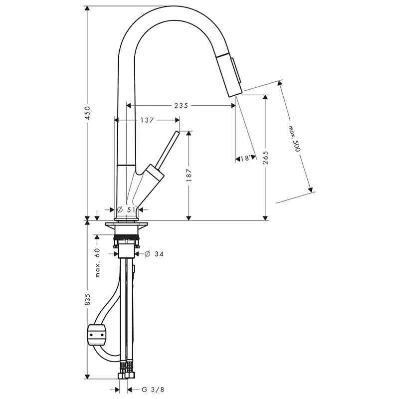 Axor Starck Single Lever Kitchen Mixer 270 with Pull-Out Spray - Polished Black Chrome - 10821330 Axor Starck Single Lever Kitchen Mixer 270 With Pull-Out Spray - Polished Black Chrome - 10821330 -Kitchen Series Shop 1 0 10821330 2