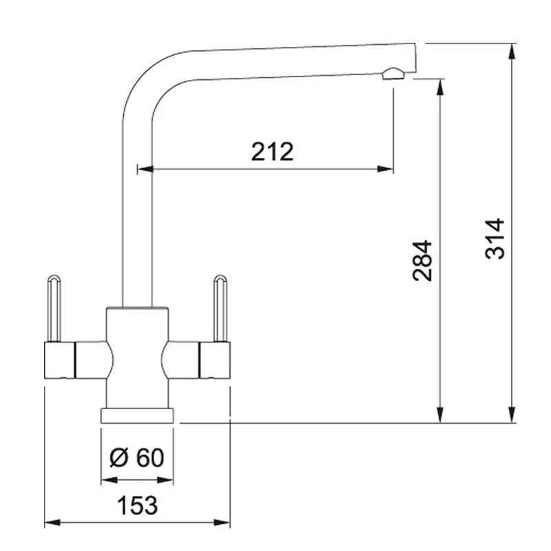 Franke Krios L-Spout Kitchen Mixer Tap - Brass - 115.0567.618 Franke Krios L-Spout Kitchen Mixer Tap - Brass - 115.0567.618 -Kitchen Series Shop 1 1 115.0567.618 dimensions