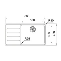 Franke Mythos Plus 1 Bowl Inset Kitchen Sink With Right Hand Drainer MYX 211-86 - Right Hand Drainer - 127.0640.513 -Kitchen Series Shop 1 2 127.0640.513 dimensions