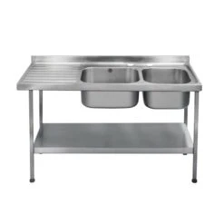 KWC DVS 2 Bowl Mini Catering Sink 1500mm Wide With Left Drainer E20606L - 214.0000.030