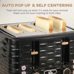 HOMCOM 1600W 1.7 Litre Rapid Boil Kettle & Toaster Set - Black - 800-162V70BK -Kitchen Series Shop 2lob10188f7812013.jpg