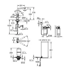 Grohe Red II Duo L Spout Tap & L Size Boiler - SuperSteel - 30340DC1 -Kitchen Series Shop 30340001 technical