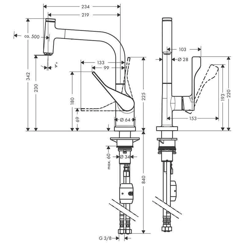 Axor Citterio Single Lever Kitchen Mixer Select 230 with Pull-Out Spout - Brushed Nickel - 39861820 Axor Citterio Single Lever Kitchen Mixer Select 230 With Pull-Out Spout - Brushed Nickel - 39861820 -Kitchen Series Shop 3 9 39861820 2