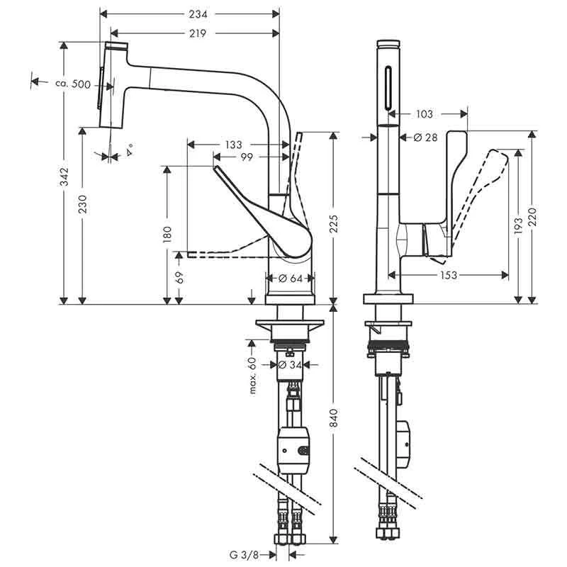 Axor Citterio Single Lever Kitchen Mixer Select 230 2 Jet with Pull-Out Spray - Brushed Red Gold - 39863310 Axor Citterio Single Lever Kitchen Mixer Select 230 2 Jet With Pull-Out Spray - Brushed Red Gold - 39863310 -Kitchen Series Shop 3 9 39863310 2