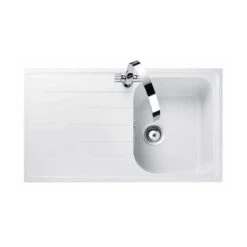 Rangemaster Amethyst 1 Bowl Igneous Granite Kitchen Sink - Crystal White - AME1051CW/