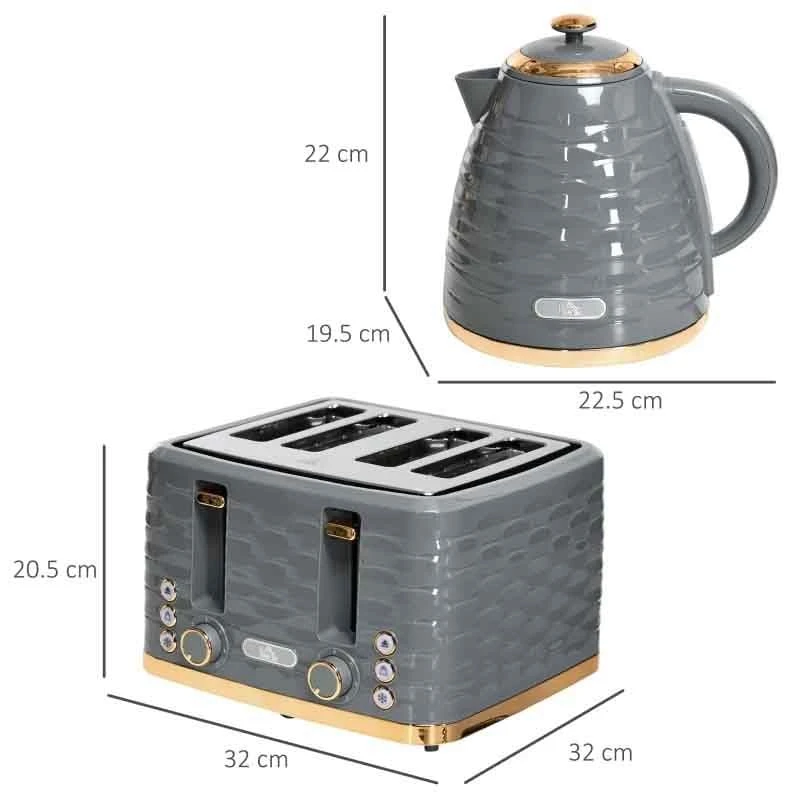 HOMCOM 1600W 1.7 Litre Rapid Boil Kettle & Toaster Set - Grey - 800-162V70GY HOMCOM 1600W 1.7 Litre Rapid Boil Kettle & Toaster Set - Grey - 800-162V70GY -Kitchen Series Shop 4tfa12188f7811e9c.jpg