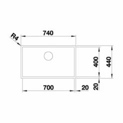 Blanco ZEROX 700-IF Durinox Stainless Steel 1 Bowl Inset Kitchen Sink With Manual InFino Waste - 523099 -Kitchen Series Shop 5 2 523099 dimensions
