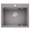 Blanco ETAGON 6 Silgranit 1 Bowl Inset Kitchen Sink With Manual InFino Waste - Alumetallic - 524541