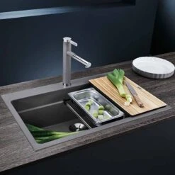 Blanco ETAGON 6 Silgranit 1 Bowl Inset Kitchen Sink With Manual InFino Waste - Alumetallic - 524541 6 Blanco ETAGON 6 Silgranit 1 Bowl Inset Kitchen Sink With Manual InFino Waste - Alumetallic - 524541 -Kitchen Series Shop 5 2 524541 lifestyle1