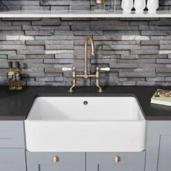 Blanco VILLAE Farmhouse Ceramic 1 Bowl Kitchen Sink - Crystal White - 525163 -Kitchen Series Shop 5 2 525163 lifestyle1