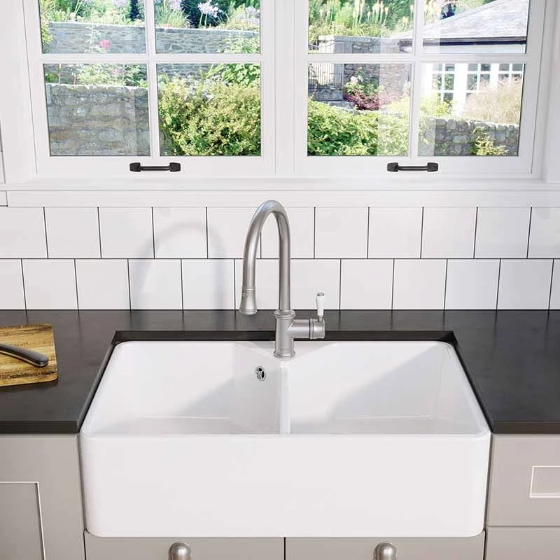 Blanco VILLAE Farmhouse Ceramic 2 Bowl Kitchen Sink - Crystal White - 525164 Blanco VILLAE Farmhouse Ceramic 2 Bowl Kitchen Sink - Crystal White - 525164 -Kitchen Series Shop 5 2 525164 lifestyle1