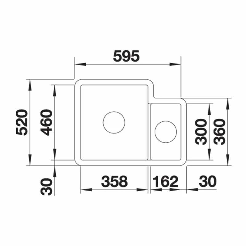 Blanco VILLAE LH Farmhouse Ceramic 1.5 Bowl Kitchen Sink - Crystal White - 525166 Blanco VILLAE LH Farmhouse Ceramic 1.5 Bowl Kitchen Sink - Crystal White - 525166 -Kitchen Series Shop 5 2 525166 dimensions