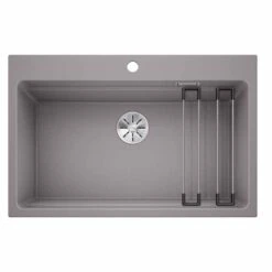 Blanco ETAGON 8 Silgranit 1 Bowl Inset Kitchen Sink With Manual InFino Waste - Alumetallic - 525189
