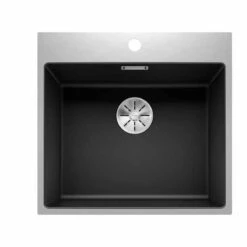 Blanco SUBLINE 500-IF/A SteelFrame Silgranit 1 Bowl Inset Kitchen Sink With Manual InFino Waste - Black - 526000