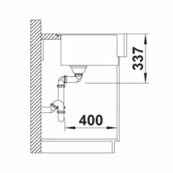 Blanco VINTERA XL 9 Silgranit 1 Bowl Undermount Kitchen Sink With Manual InFino Waste - White - 526105 -Kitchen Series Shop 5 2 526105 dimensions1