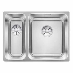 Blanco SOLIS 340/180-U RH Stainless Steel 1.5 Bowl Undermount Kitchen Sink With Manual InFino Waste - Brushed Finish - 856128