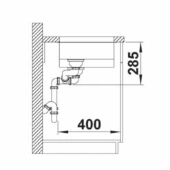 Blanco SOLIS 340/180-U RH Stainless Steel 1.5 Bowl Undermount Kitchen Sink With Manual InFino Waste - Brushed Finish - 856128 -Kitchen Series Shop 5 2 526128 dimensions1