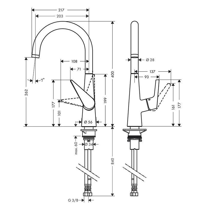hansgrohe Talis M51 Single Lever Kitchen Mixer 260, 1jet - Chrome - 72810000 Hansgrohe Talis M51 Single Lever Kitchen Mixer 260, 1jet - Chrome - 72810000 -Kitchen Series Shop 7 2 72810000 1