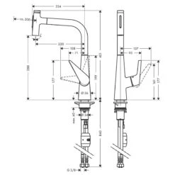 Hansgrohe Talis Select M51 Single Lever Kitchen Mixer 300, Pull-Out Spray, 2jet - Chrome - 72823000 -Kitchen Series Shop 7 2 72823000 1