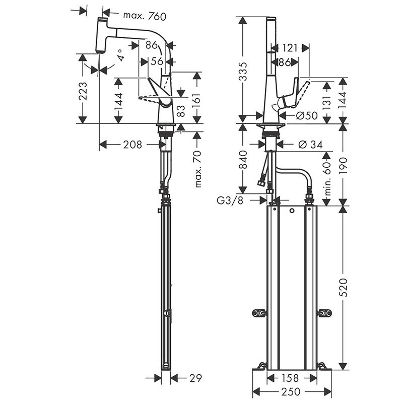 hansgrohe Talis Select M51 Single Lever Kitchen Mixer 220, Pull-Out Spout, 1jet, sBox - Chrome - 73852000 Hansgrohe Talis Select M51 Single Lever Kitchen Mixer 220, Pull-Out Spout, 1jet, SBox - Chrome - 73852000 -Kitchen Series Shop 7 3 73852000 1
