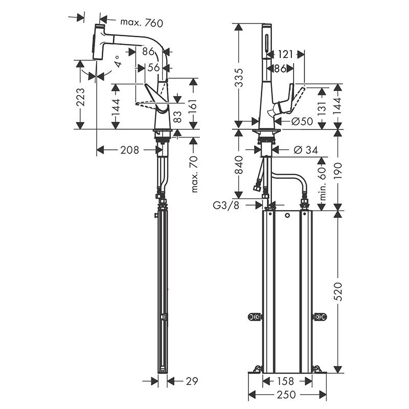 hansgrohe Talis Select M51 Single Lever Kitchen Mixer 220, Pull-Out Spray, 2jet, sBox - Stainless Steel - 73868800 Hansgrohe Talis Select M51 Single Lever Kitchen Mixer 220, Pull-Out Spray, 2jet, SBox - Stainless Steel - 73868800 -Kitchen Series Shop 7 3 73868800 1