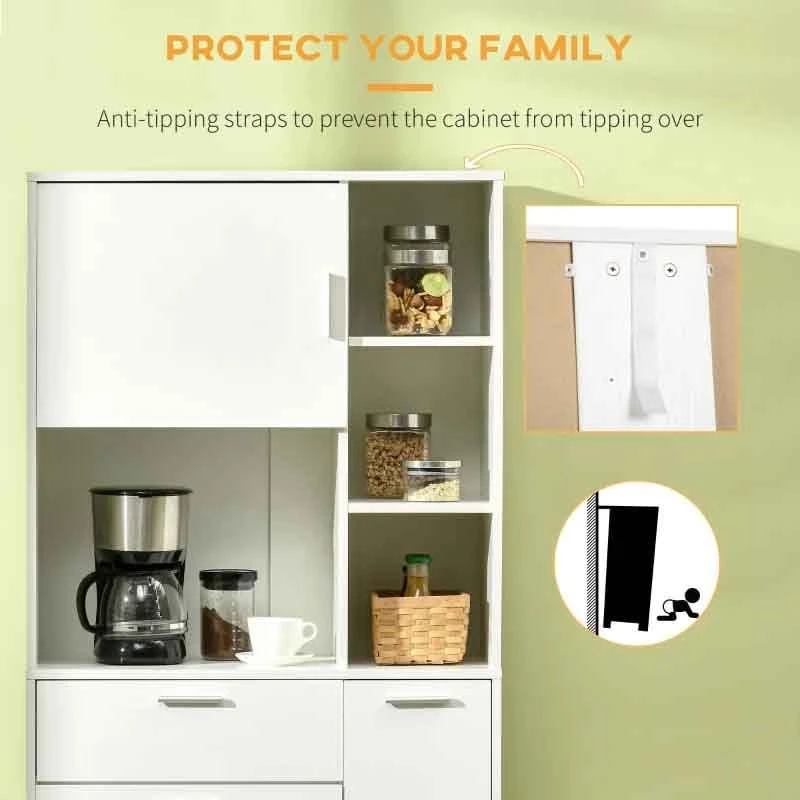 HOMCOM Modern Freestanding Kitchen Cabinet with Shelves - White - 835-696V00WT HOMCOM Modern Freestanding Kitchen Cabinet With Shelves - White - 835-696V00WT -Kitchen Series Shop 7or88c181f54278b5.jpg