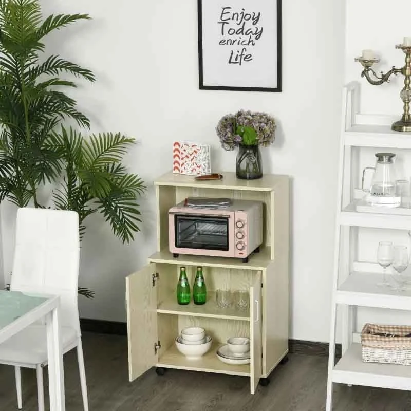 HOMCOM Modern Rolling Storage Trolley - Oak Tone - 835-258AK HOMCOM Modern Rolling Storage Trolley - Oak Tone - 835-258AK -Kitchen Series Shop 8lec7917dc41d6f9a.jpg