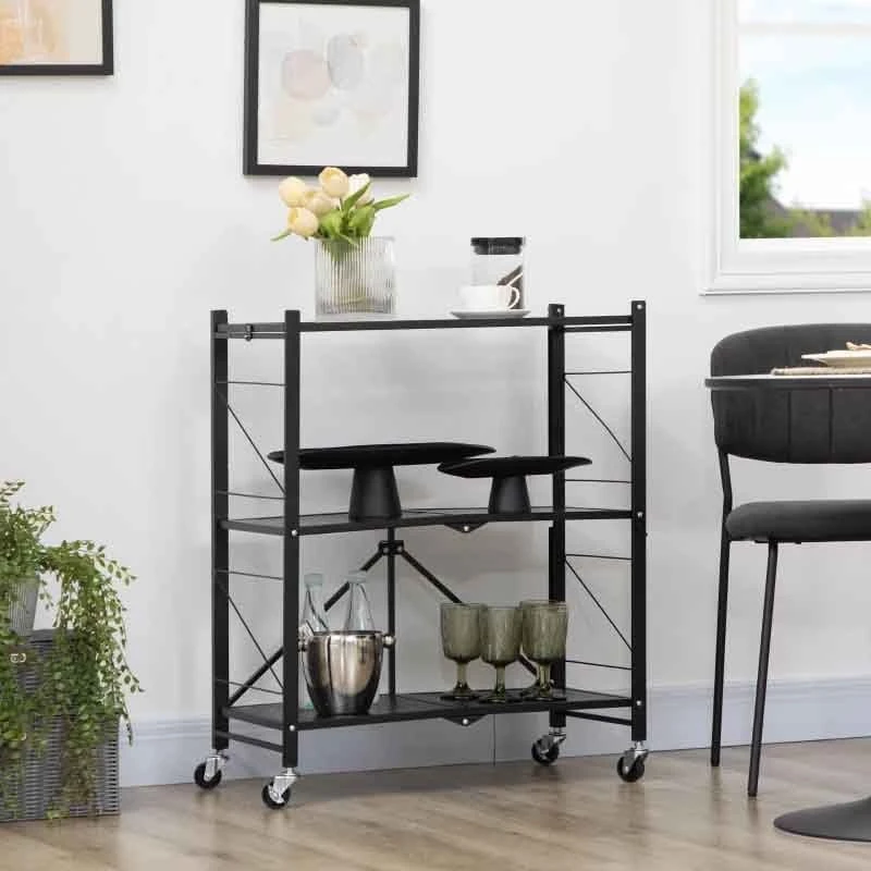 HOMCOM 3 Tier Storage Trolley - 345mm - Black - 850-241V00BK HOMCOM 3 Tier Storage Trolley - 345mm - Black - 850-241V00BK -Kitchen Series Shop 9n790f188fc82f040.jpg
