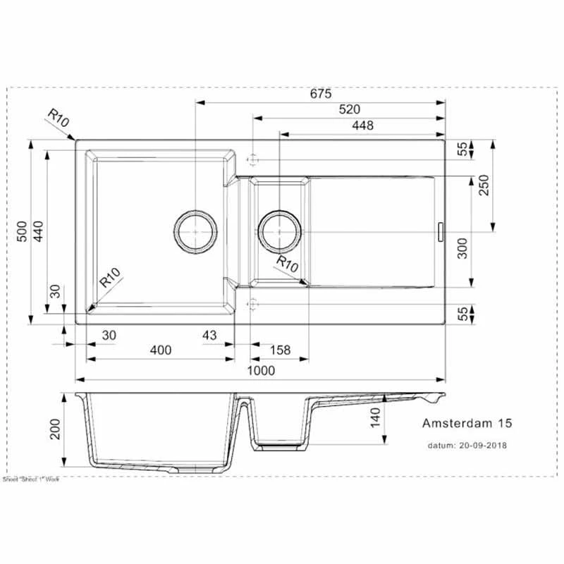 Reginox Amsterdam 15 1.5 Bowl Sink And Drainer - Grey Silvery - AMSTERDAM 15 GS Reginox Amsterdam 15 1.5 Bowl Sink And Drainer - Grey Silvery - AMSTERDAM 15 GS -Kitchen Series Shop a m amsterdam15gs dimensions