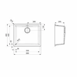 Reginox Amsterdam 50 1 Bowl Kitchen Sink - Pure White - AMSTERDAM 50 PW -Kitchen Series Shop a m amsterdam50pw dimensions