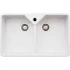 Abode Provincial 2 Bowl Ceramic Kitchen Sink - White - AW1021 1 Abode Provincial 2 Bowl Ceramic Kitchen Sink - White - AW1021 -Kitchen Series Shop a w aw1021