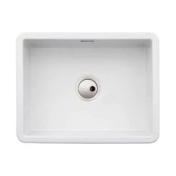 Abode Sandon Single Bowl Ceramic Kitchen Sink - White - AW1031