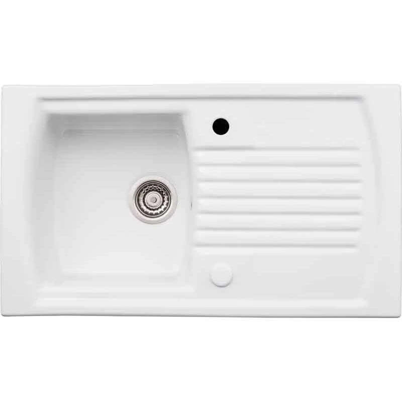 Abode Milford Single Bowl Ceramic Kitchen Sink - White - AW1042 Abode Milford Single Bowl Ceramic Kitchen Sink - White - AW1042 -Kitchen Series Shop a w aw1042