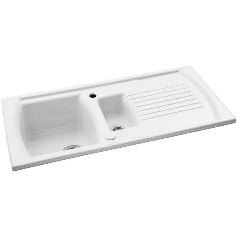 Abode Milford 1.5 Bowl Ceramic Kitchen Sink - White - AW1043 Abode Milford 1.5 Bowl Ceramic Kitchen Sink - White - AW1043 -Kitchen Series Shop a w aw1043 1