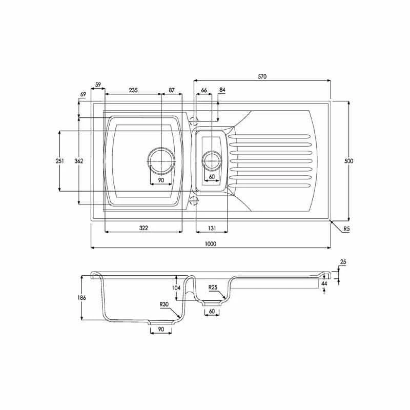 Abode Milford 1.5 Bowl Ceramic Kitchen Sink - White - AW1043 Abode Milford 1.5 Bowl Ceramic Kitchen Sink - White - AW1043 -Kitchen Series Shop a w aw1043 2