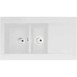 Abode Aspekt 1.5 Bowl & Drainer Granite Kitchen Sink - White - AW3102