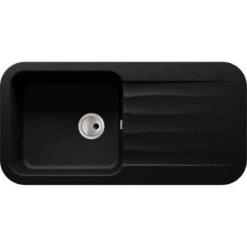 Abode Dune Single Bowl Granite Kitchen Sink - Black - AW3140