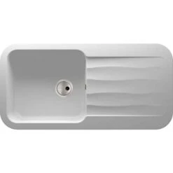 Abode Dune Single Bowl & Drainer Granite Kitchen Sink - White - AW3141