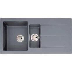 Abode Zero 1.5 Bowl & Drainer Granite Kitchen Sink - Grey - AW3164