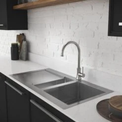 Abode Verve 1.5 Bowl & Drainer Stainless Steel Kitchen Sink - AW5137
