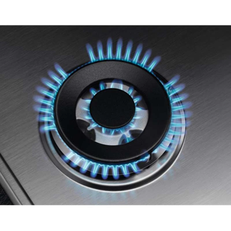 AEG HGB75400SM 75cm Gas Hob - Stainless Steel AEG HGB75400SM 75cm Gas Hob - Stainless Steel -Kitchen Series Shop aed hgb75400sm uncapped gas on outlet front view
