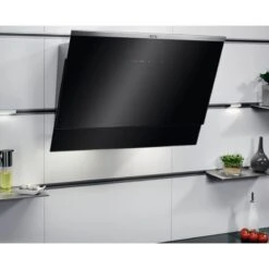 AEG DVE5671HG 60cm Vertical Chimney Hood - Black Glass & Stainless Steel -Kitchen Series Shop aeg dve5671hg wall mounted close view