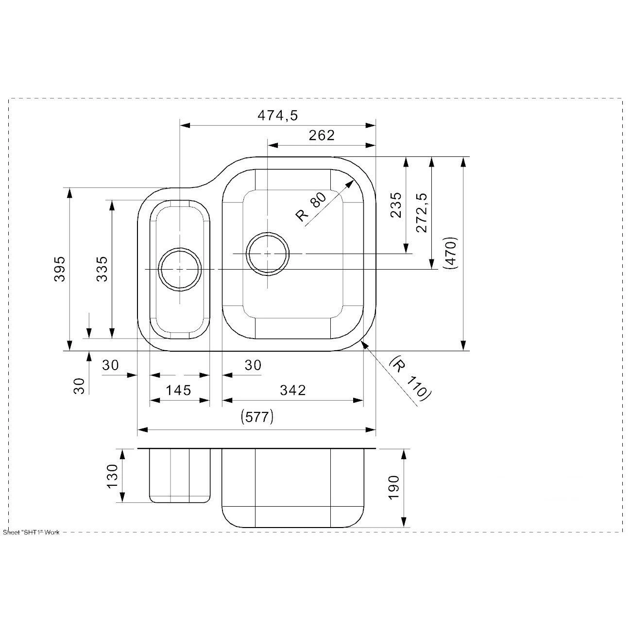 Reginox Alaska 1.5 Bowl Stainless Steel Kitchen Sink - Main Bowl Right - ALASKA MBR Reginox Alaska 1.5 Bowl Stainless Steel Kitchen Sink - Main Bowl Right - ALASKA MBR -Kitchen Series Shop alaskambrdimensions