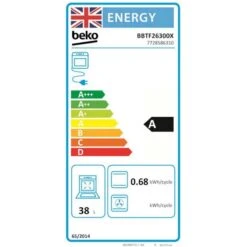 Beko BBTF26300X 72cm Electric 75 Litre Double Fan Oven - Stainless Steel -Kitchen Series Shop b e beko bbtf26300x energy label 1